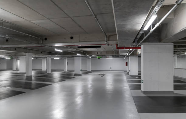 istock An empty car park with parking bays 1158597428