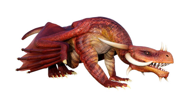 istock 3D illustration fantasy dragon on white 1158597429