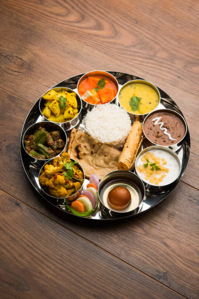 istock Indian Hindu Veg Thali / food platter, selective focus 1158597690