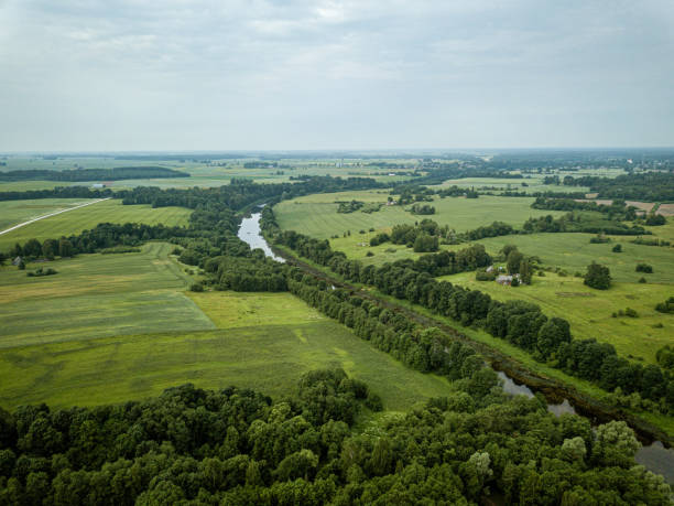istock country river in green forest. drone aerial image 1158597752
