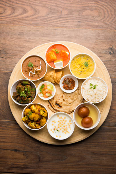 istock Indian Hindu Veg Thali / food platter, selective focus 1158598822