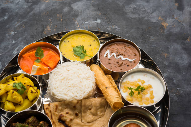 istock Indian Hindu Veg Thali / food platter, selective focus 1158598835