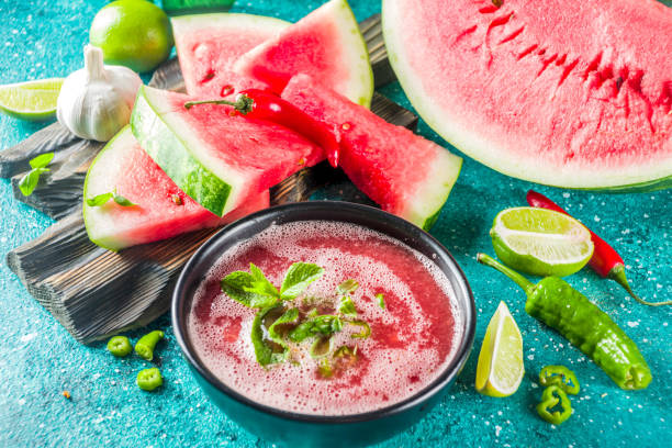 istock Summer cold watermelon gazpacho soup 1158599024