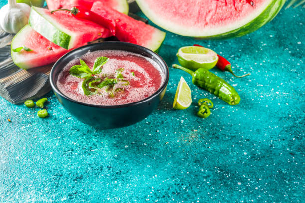 istock Summer cold watermelon gazpacho soup 1158599042