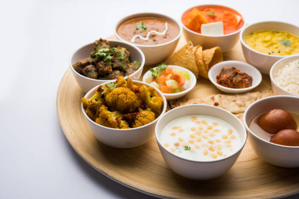 istock Indian Hindu Veg Thali / food platter, selective focus 1158599126