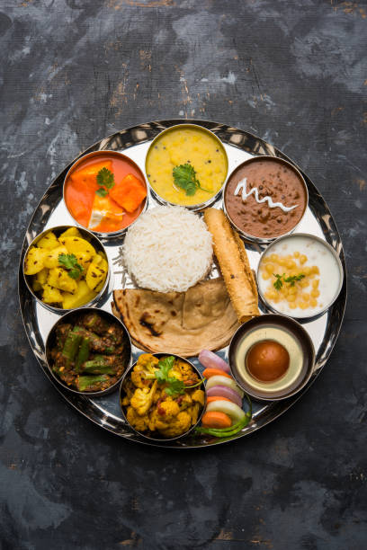 istock Indian Hindu Veg Thali / food platter, selective focus 1158599209