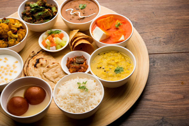 istock Indian Hindu Veg Thali / food platter, selective focus 1158599344