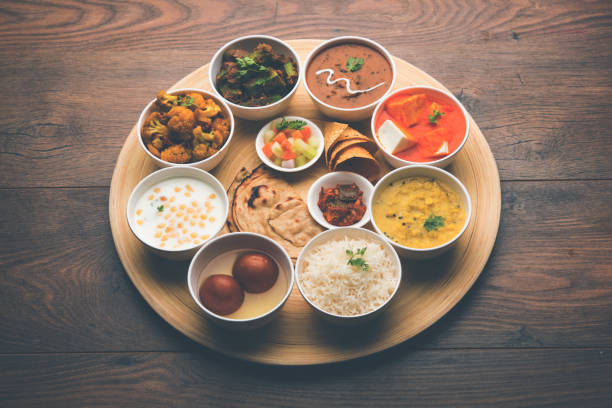 istock Indian Hindu Veg Thali / food platter, selective focus 1158599680
