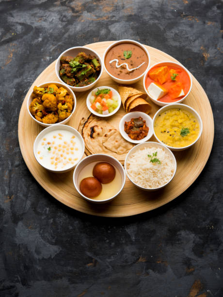 istock Indian Hindu Veg Thali / food platter, selective focus 1158600408