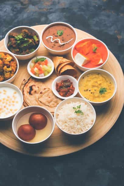istock Indian Hindu Veg Thali / food platter, selective focus 1158600496