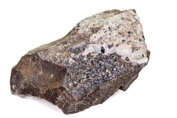 istock Macro stone Aegirine in charoite on white background 1158600742