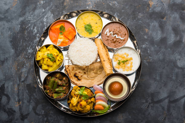 istock Indian Hindu Veg Thali / food platter, selective focus 1158600781