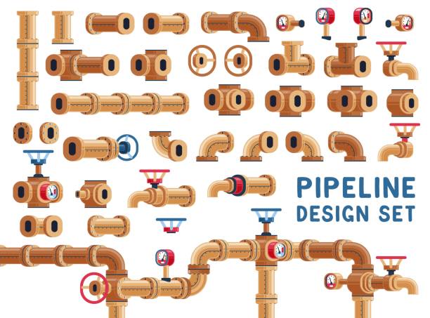 ilustrações de stock, clip art, desenhos animados e ícones de set for pipeline design - flange