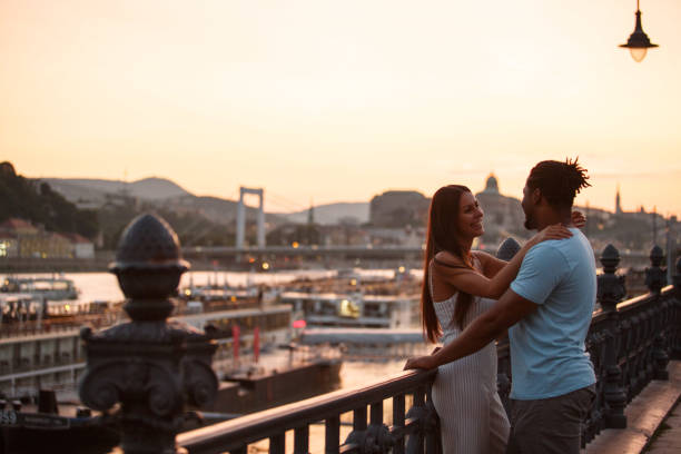 istock Couple enjoying sunset in Budapest 1158602346