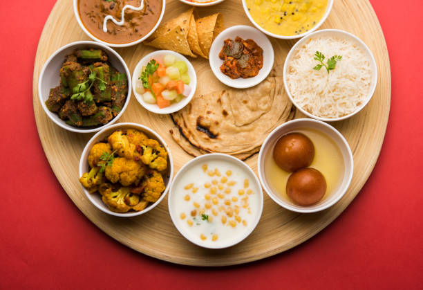 istock Indian Hindu Veg Thali / food platter, selective focus 1158602925