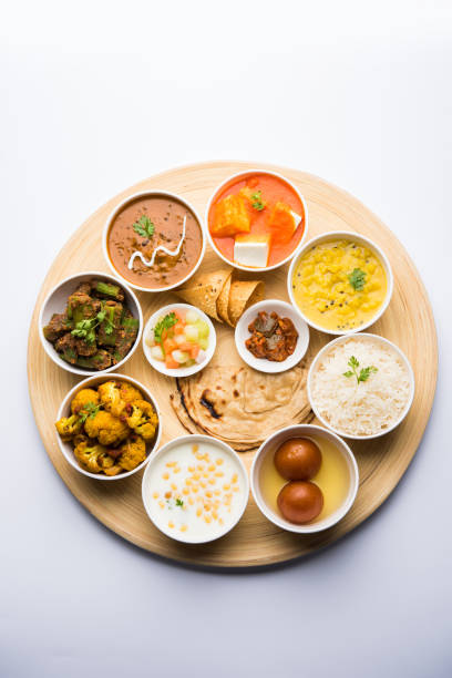 istock Indian Hindu Veg Thali / food platter, selective focus 1158603012