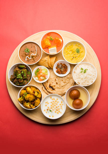 istock Indian Hindu Veg Thali / food platter, selective focus 1158603825