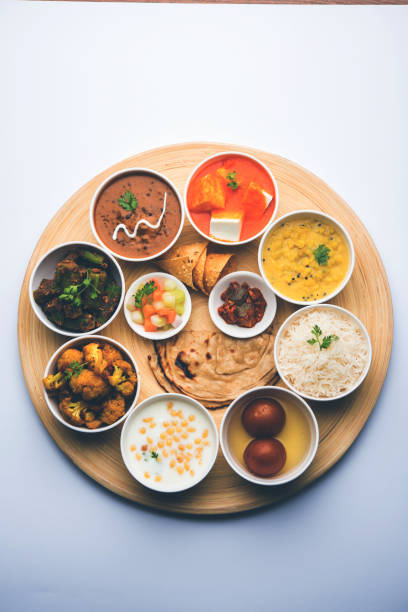 istock Indian Hindu Veg Thali / food platter, selective focus 1158603952