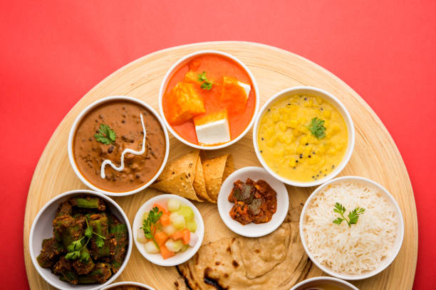 Indian Hindu Veg Thali / food platter, selective focus