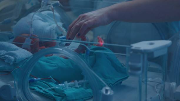 istock Premature newborn inside the incubator with ultraviolet light 1158605292