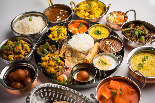 istock Indian Hindu Veg Thali / food platter, selective focus 1158605924