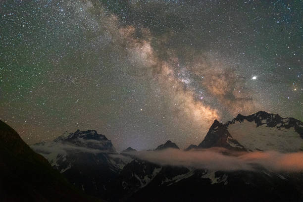 istock night sky with stars Milky Way over the mountains 1158606527
