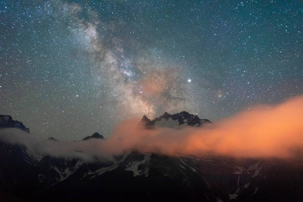 istock night sky with stars Milky Way over the mountains 1158606581
