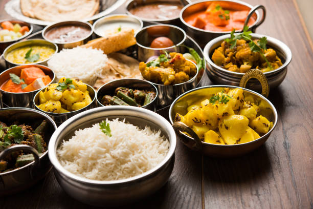 istock Indian Hindu Veg Thali / food platter, selective focus 1158606591