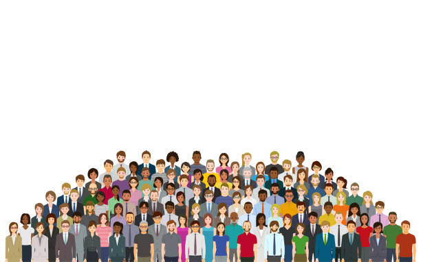 толпа людей на белом фоне - group of people multi ethnic group white background business stock illustrations