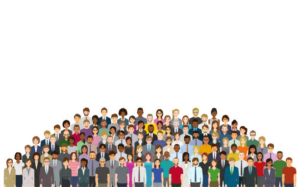 A crowd of people on a white background vector art illustration