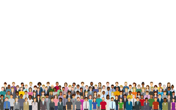 illustrazioni stock, clip art, cartoni animati e icone di tendenza di una folla di persone su uno sfondo bianco - gruppo multietnico illustrazioni