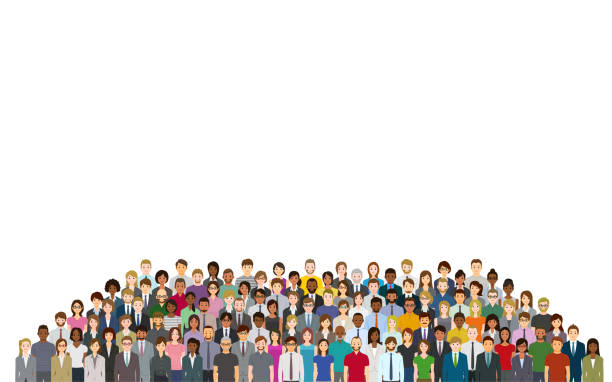 толпа людей на белом фоне - group of people multi ethnic group white background business stock illustrations