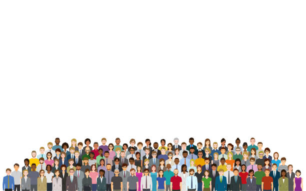 толпа людей на белом фоне - group of people multi ethnic group white background business stock illustrations