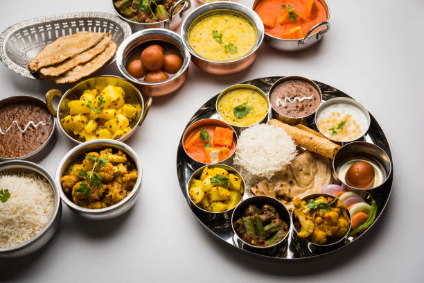 istock Indian Hindu Veg Thali / food platter, selective focus 1158606740