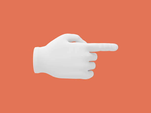istock Cartoon hand with index finger.. Illustration on red color background. 3D-rendering. 1158606840