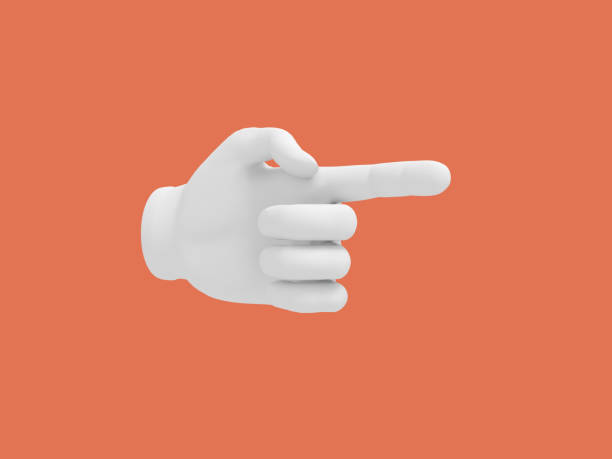 istock Cartoon hand with index finger.. Illustration on red color background. 3D-rendering. 1158606931