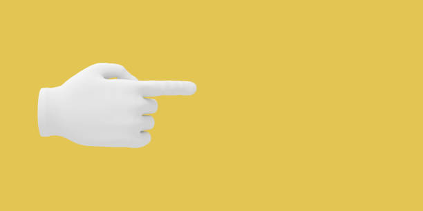 istock Cartoon hand with index finger.. Illustration on yellow color background. 3D-rendering. 1158606944