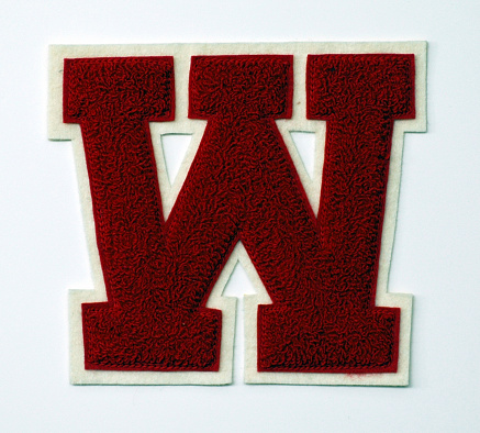 High school or college varsity letter W.