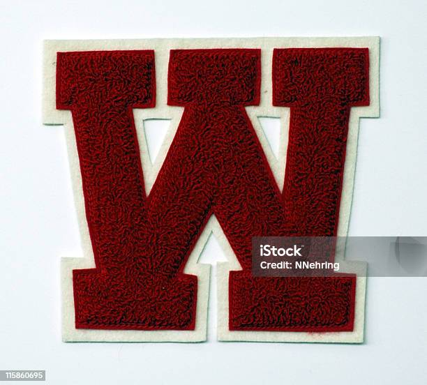 Varsity Letter W Stock Photo - Download Image Now - Letterman Jacket, Alphabet, Education