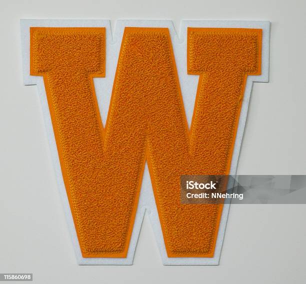 Varsity Letter W Stock Photo - Download Image Now - Letterman Jacket, Alphabet, Sport