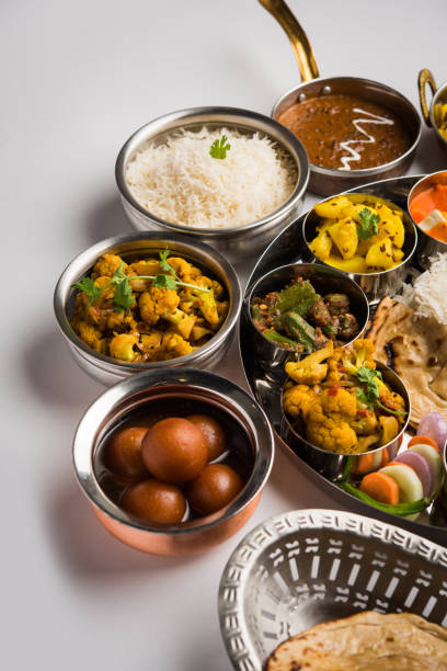 istock Indian Hindu Veg Thali / food platter, selective focus 1158606994