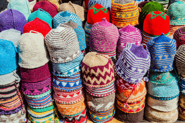 istock Wool caps in Marrakesh medina souk,Morocco, North Africa 1158607001