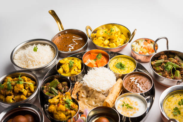 istock Indian Hindu Veg Thali / food platter, selective focus 1158607169