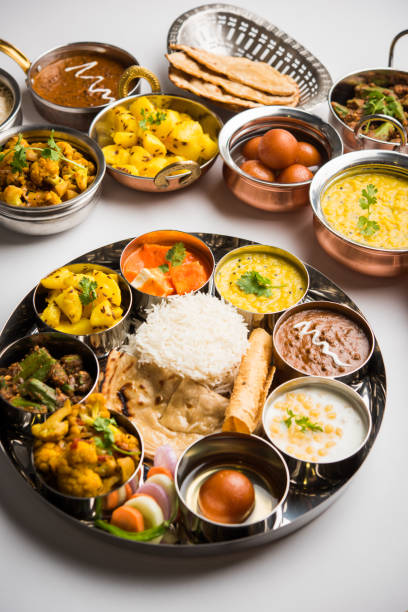 istock Indian Hindu Veg Thali / food platter, selective focus 1158607853