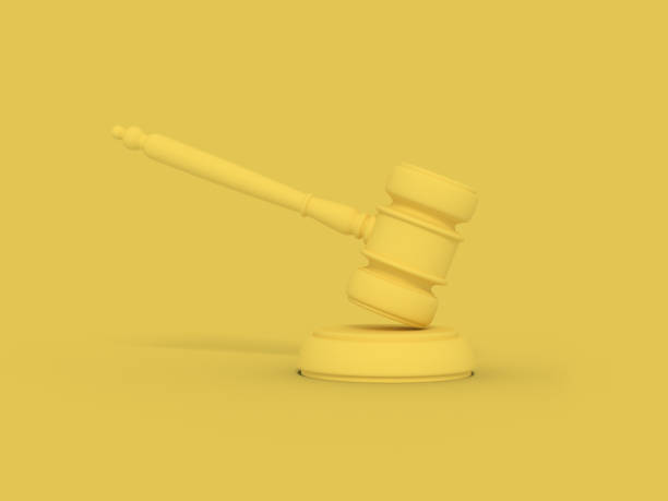 istock Cartoon Judge's gavel. Illustration on color background. 3D-rendering. 1158607995