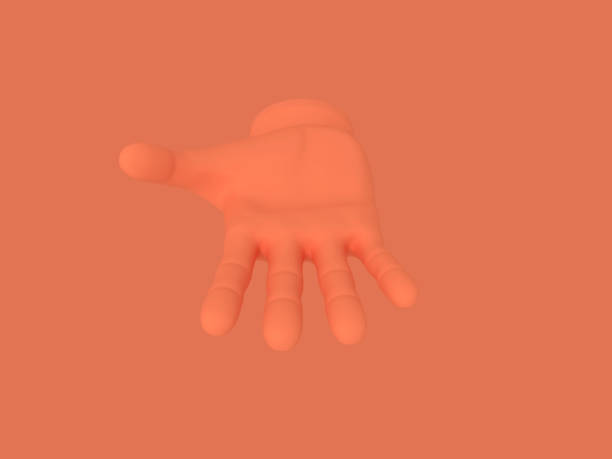 istock Cartoon open palm. Illustration on red color background. 3D-rendering. 1158608002