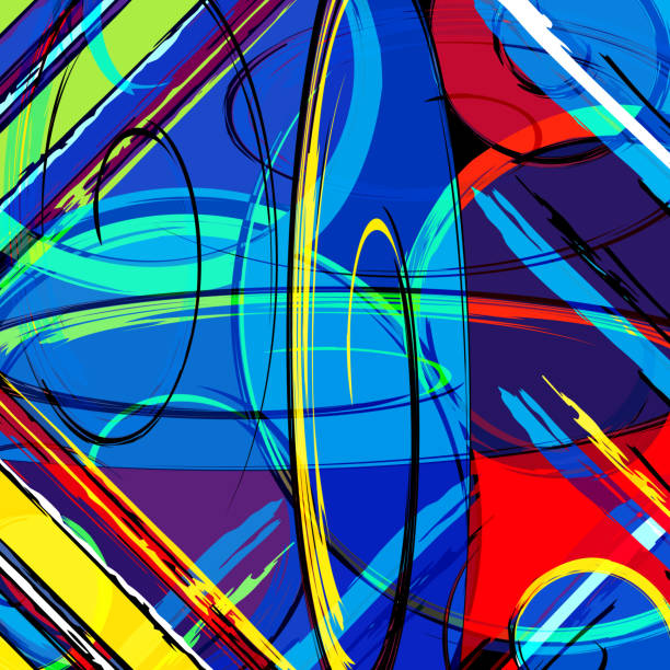 istock Abstract geometric colored background in the style of graffiti. Qualitative illustration for your design. 1158609671