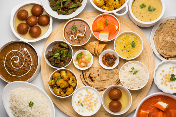 istock Indian Hindu Veg Thali / food platter, selective focus 1158610116