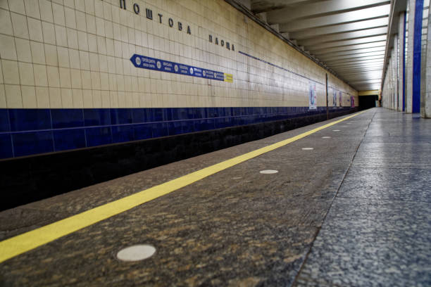 istock Subway platform - silent night without people, business concept 1158610221