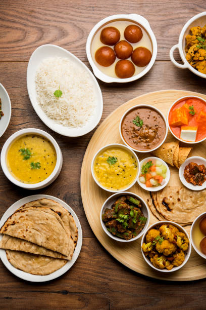 istock Indian Hindu Veg Thali / food platter, selective focus 1158610335